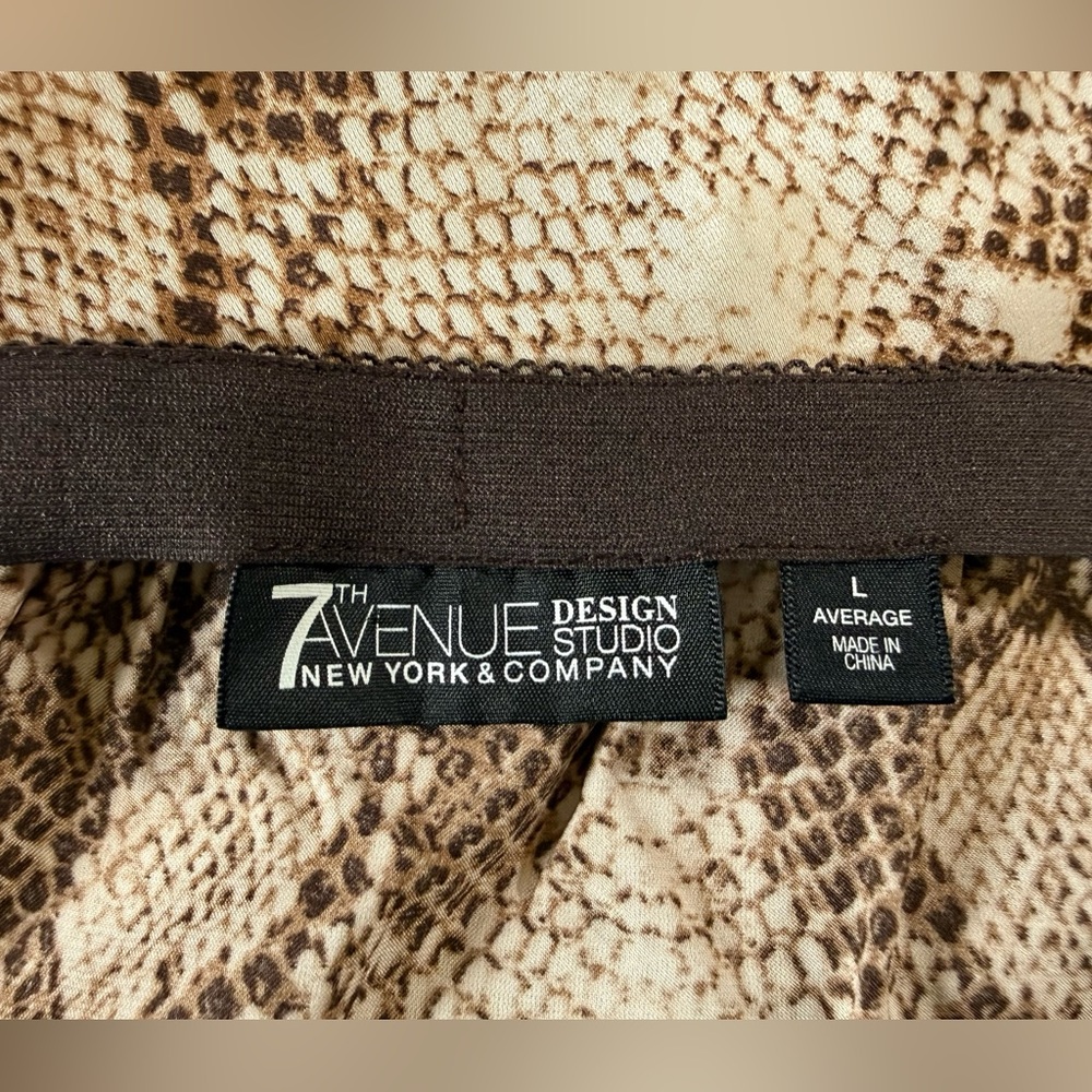 7th Avenue Design Studio Snake Reptile Print Midi Skirt Front Slit Stretch L - Picture 4 of 6